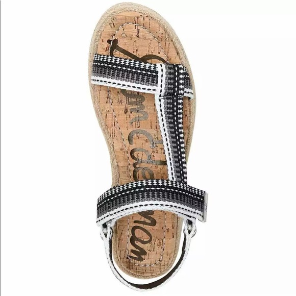 Sam Edelman Artica Woven Flatform Wedge Platform Espadrilles Sandal BLACK WHITE - Picture 12 of 16